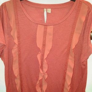 Orange vertical ruffle top